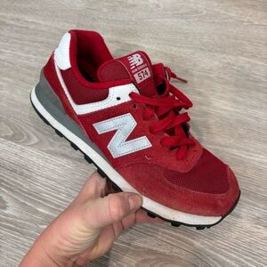 NEW BALANCE WL574 Red Suede Low Top Sneaker